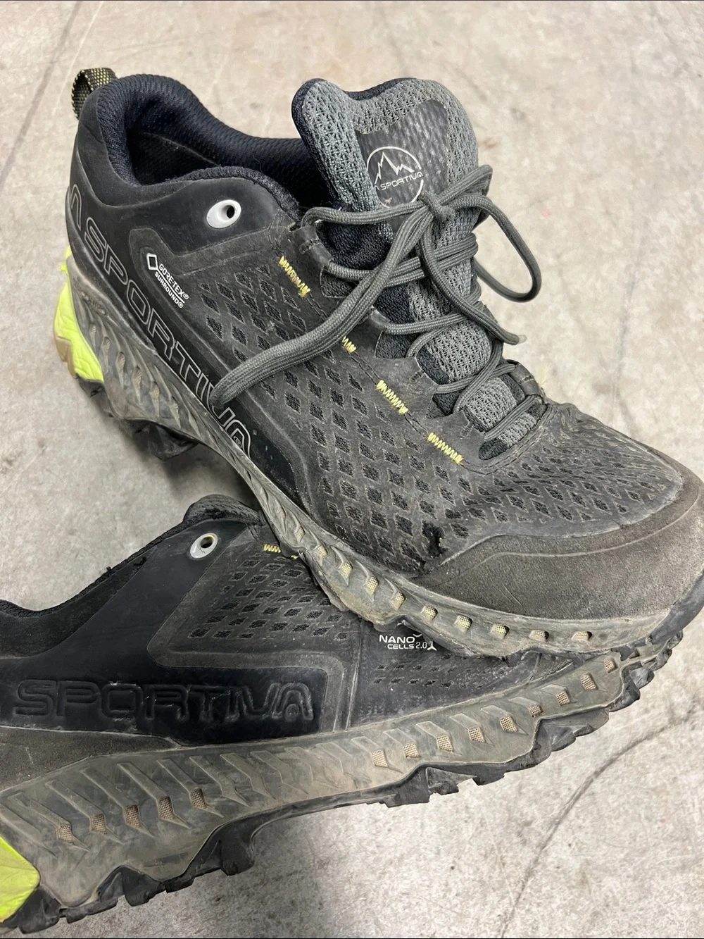 La Sportiva Black and Neon Yellow Trail Running Shoes